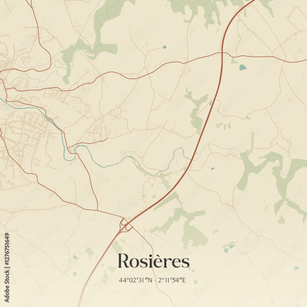 Naklejka premium Vintage map of Rosières, France.