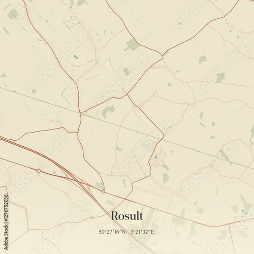 Vintage map of Rosult, France.