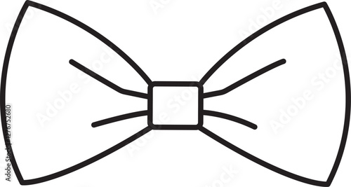 illustration, festive bow tie, black and white vector linear icon isolated on a white transparent background