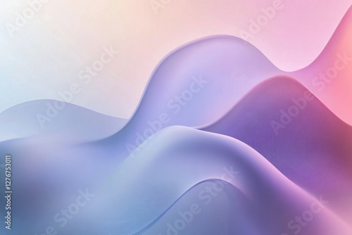 Soft waves of pastel colors create serene and calming atmosphere, blending shades of purple, pink, and blue. This abstract design evokes sense of tranquility and modernity