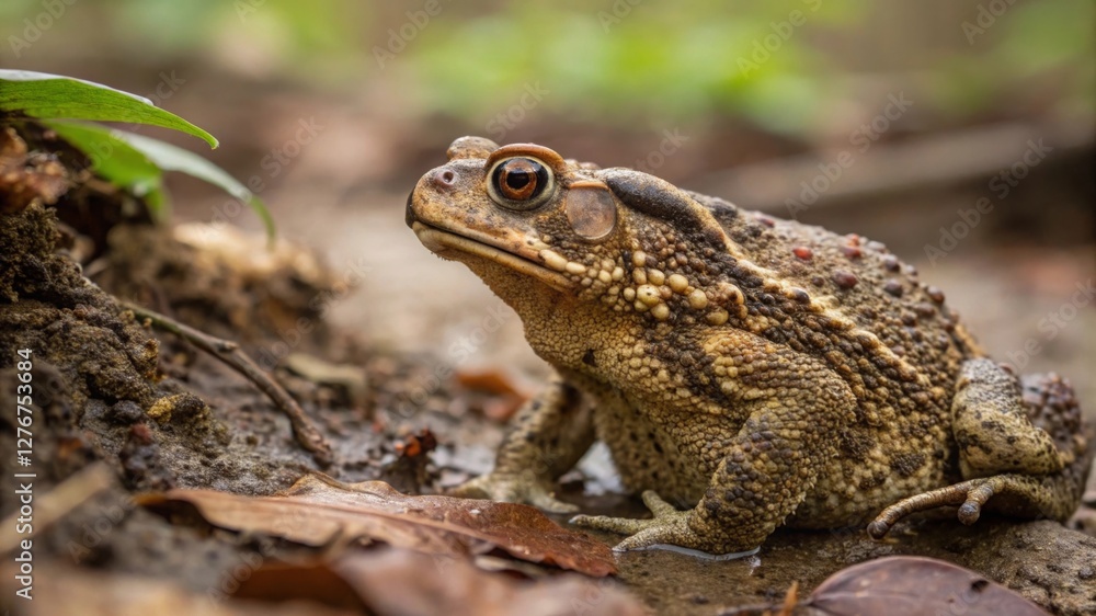 Observing an adult toad close-up in a natural habitat detailed wildlife photography forest environment macro viewpoint for nature lovers Observing an adult toad close-up in a natural habitat detailed wildlife photography forest environment macro viewpoint for nature lovers