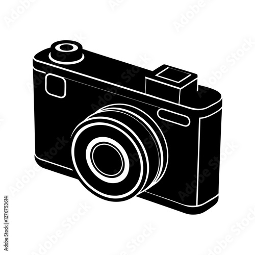 Compact digital camera silhouette illustration.