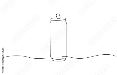 A can drawing in one line. Can vector icon, Continuous line drawing of soda aluminum can. One line of aluminum can. Soda refreshing drink concept continuous line art.