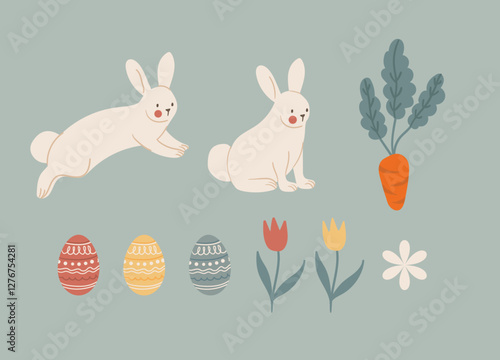 easter bunny with easter eggs
