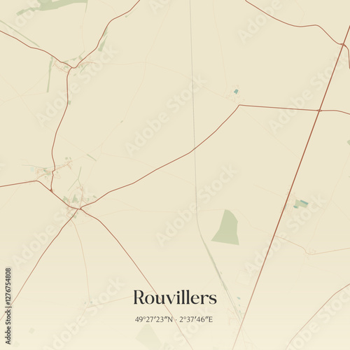 Vintage map of Rouvillers, France.