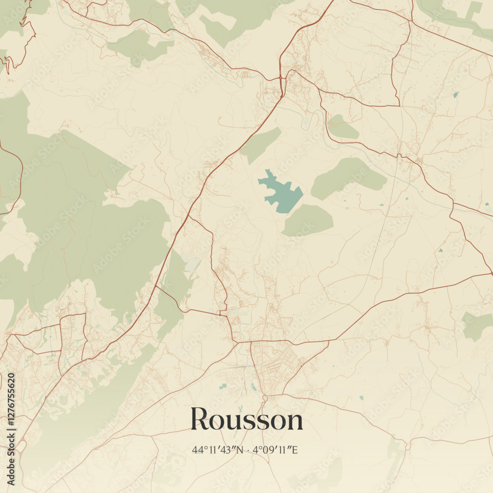 Obraz premium Vintage map of Rousson, France.