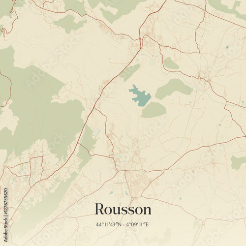 Vintage map of Rousson, France.