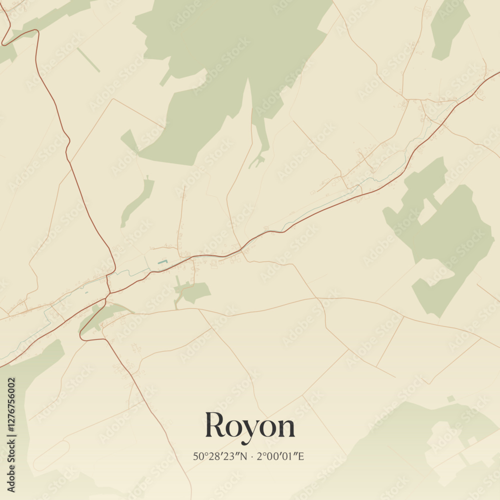 Obraz premium Vintage map of Royon, France.