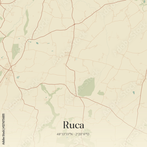 Vintage map of Ruca, France.