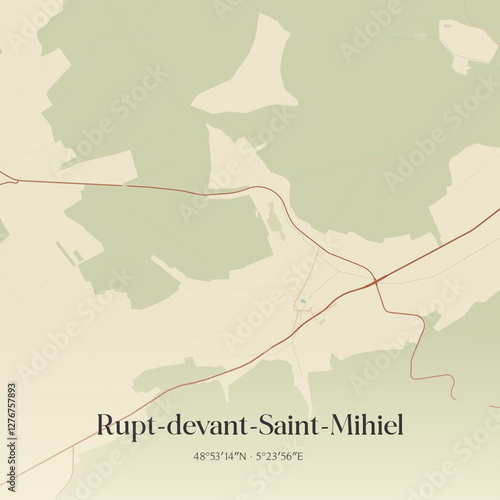 Vintage map of Rupt-devant-Saint-Mihiel, France.