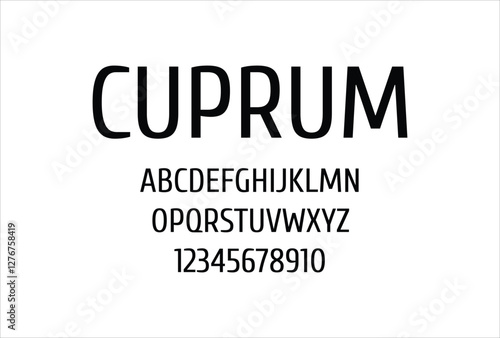 Cuprum font for logo and headline. Isolated vector typeset