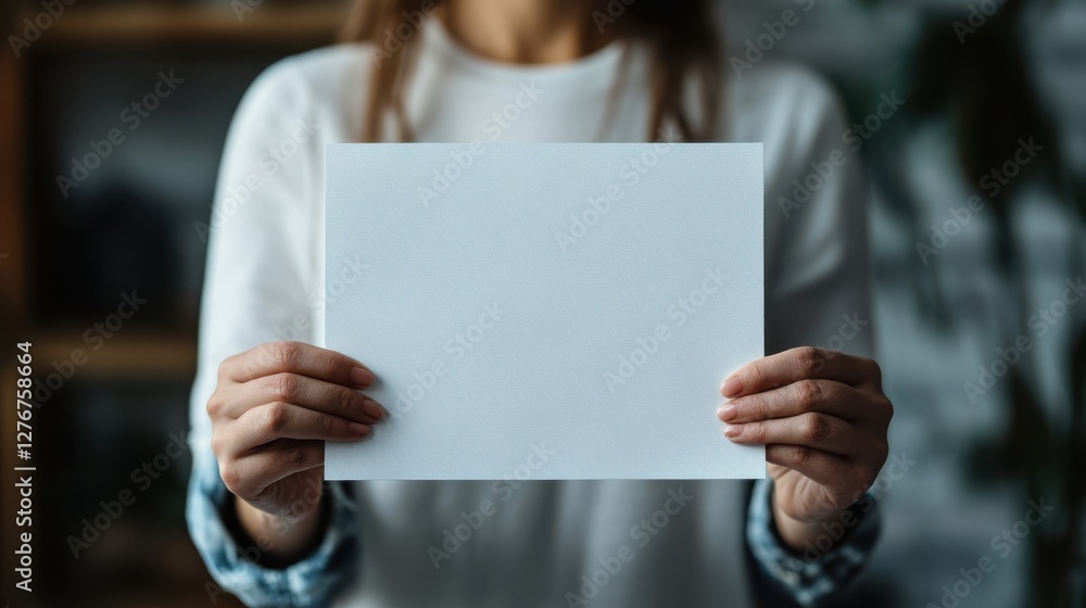 Woman's holding a blank piece of paper Woman's holding a blank piece of paper