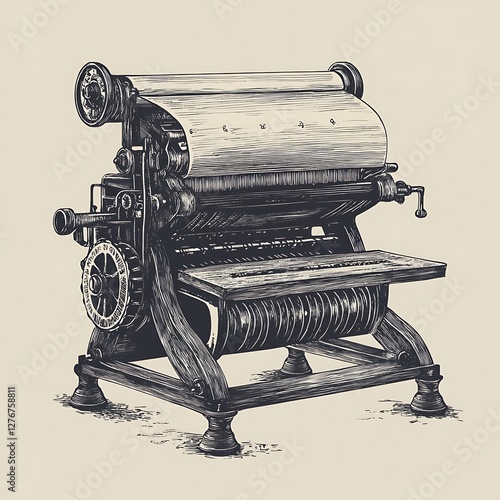 Vintage printing press illustration
