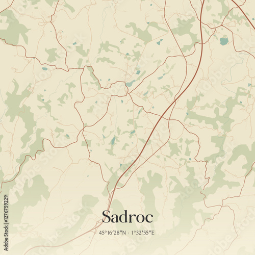 Vintage map of Sadroc, France.