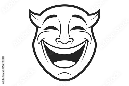 Classic Comedy Mask Vector | Theatrical Symbol for Creative Projects