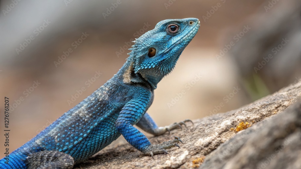 Closeup of a fully inflated blueheaded lizard in high detail natural habitat wildlife photography outdoor setting macro view colorful reptile Closeup of a fully inflated blueheaded lizard in high detail natural habitat wildlife photography outdoor setting macro view colorful reptile