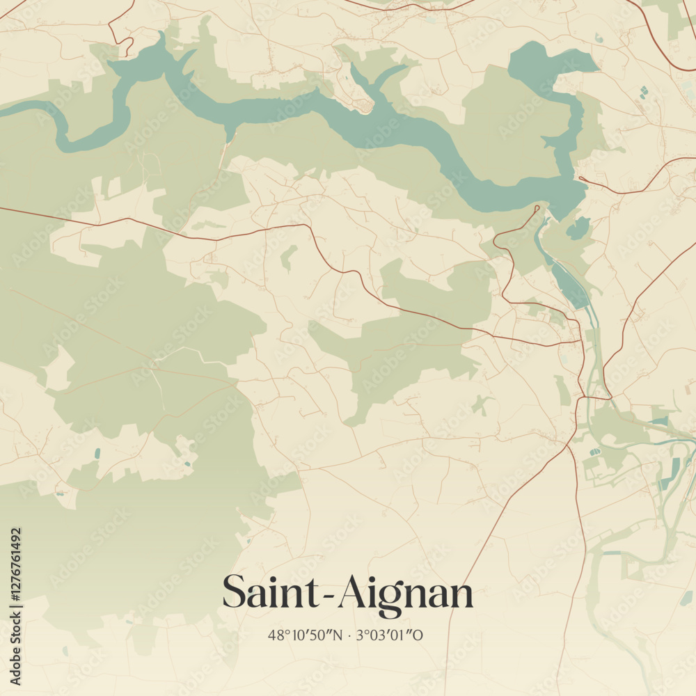 Obraz premium Vintage map of Saint-Aignan, France.