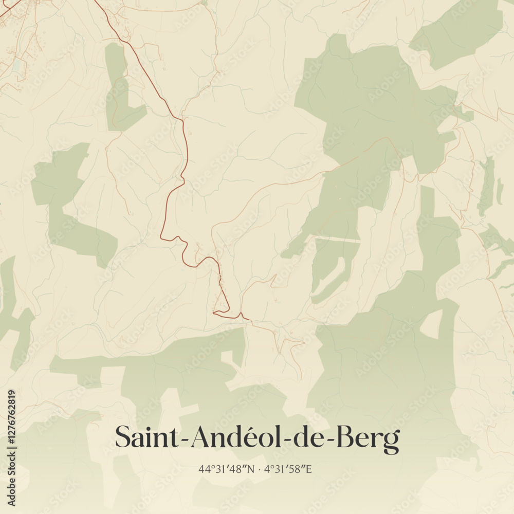 Fototapeta premium Vintage map of Saint-Andéol-de-Berg, France.