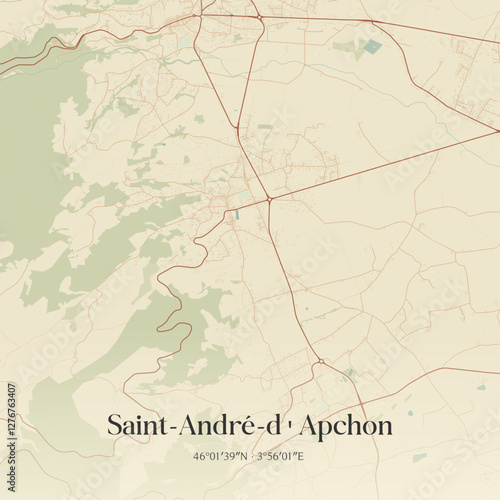 Vintage map of Saint-André-d'Apchon, France.