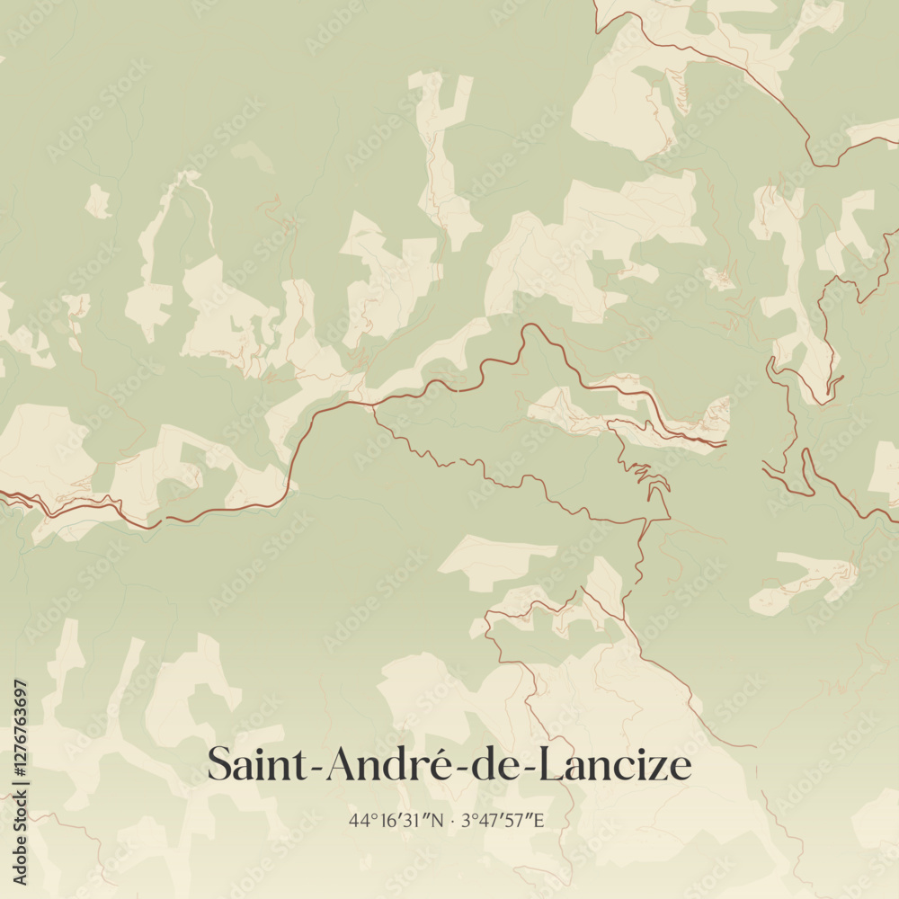 Obraz premium Vintage map of Saint-André-de-Lancize, France.