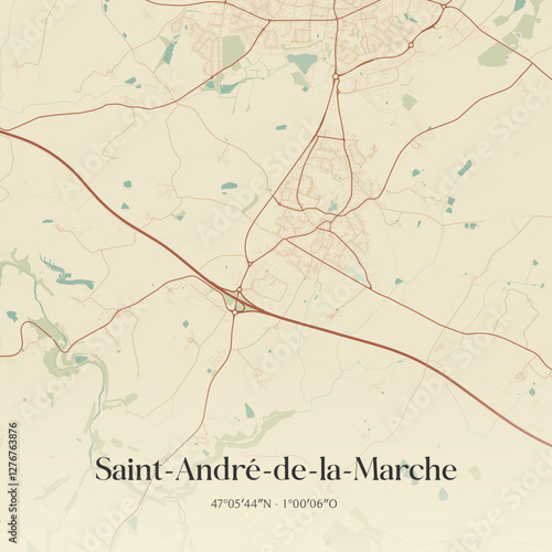 Vintage map of Saint-André-de-la-Marche, France.