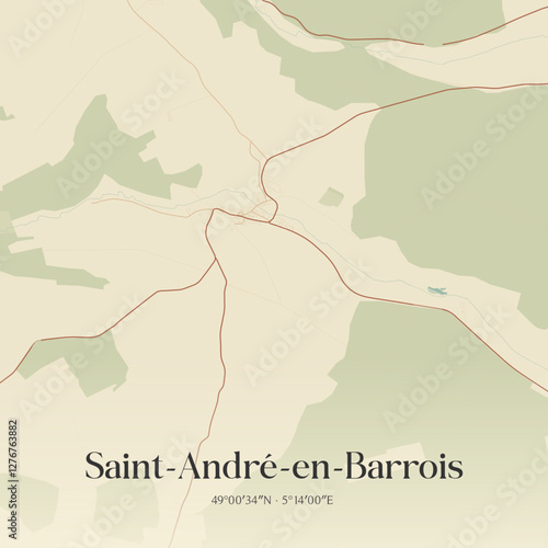 Vintage map of Saint-André-en-Barrois, France.