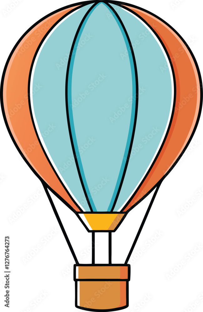 Fototapeta premium Colorful hot air balloon vector illustration, travel adventure, sky journey, festival design, aerostat clipart, isolated aviation graphic, EPS file