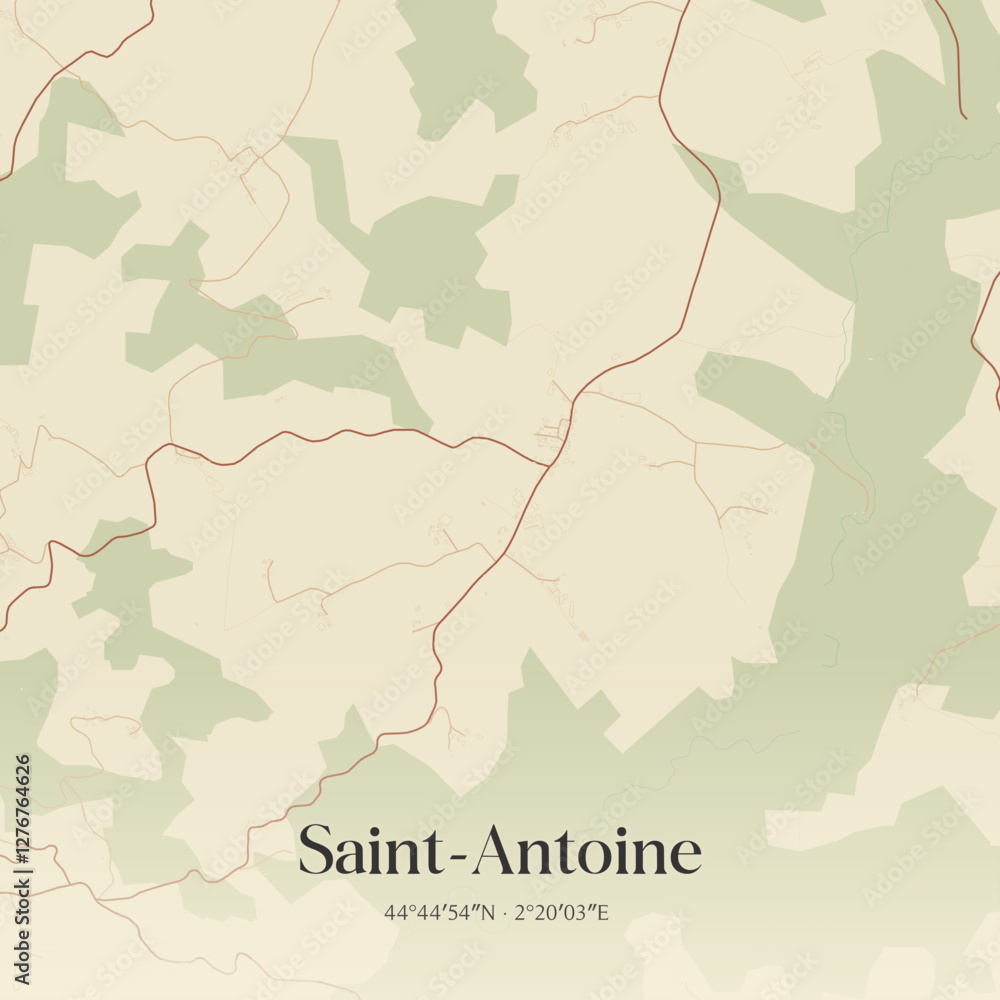 Fototapeta premium Vintage map of Saint-Antoine, France.