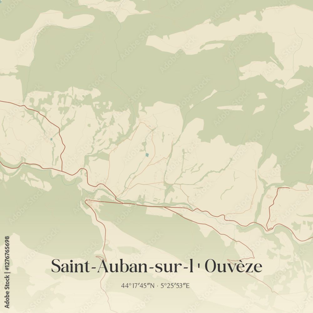 Fototapeta premium Vintage map of Saint-Auban-sur-l'Ouvèze, France.