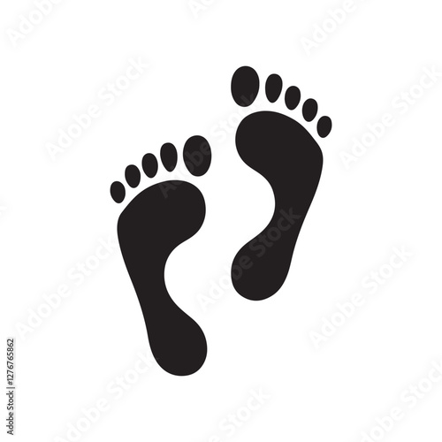 Black footprints, simple silhouette, minimalist design, graphic illustration