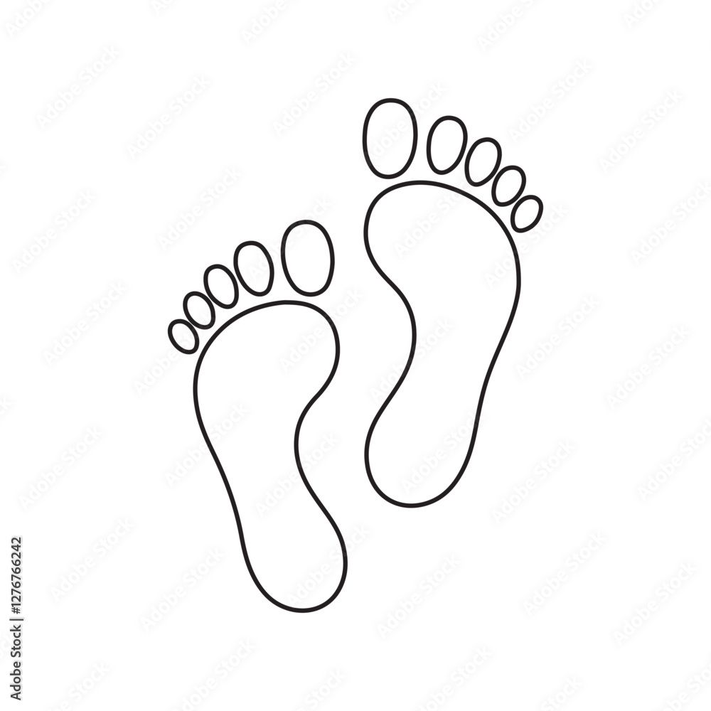Black footprints, simple silhouette, minimalist design, graphic illustration Black footprints, simple silhouette, minimalist design, graphic illustration
