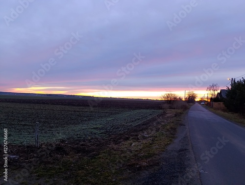 sunset on the road