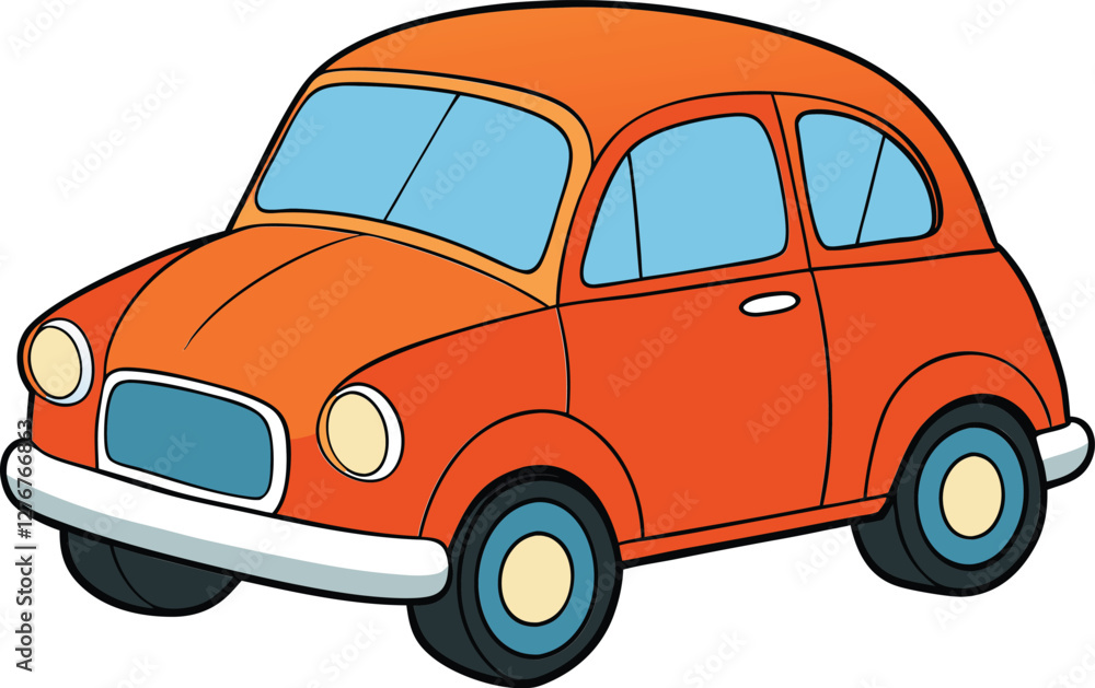 Cartoon red car vector illustration, cute automobile, kids transportation clipart, fun vehicle, playful toy car, retro style design, isolated EPS graphic Cartoon red car vector illustration, cute automobile, kids transportation clipart, fun vehicle, playful toy car, retro style design, isolated EPS graphic