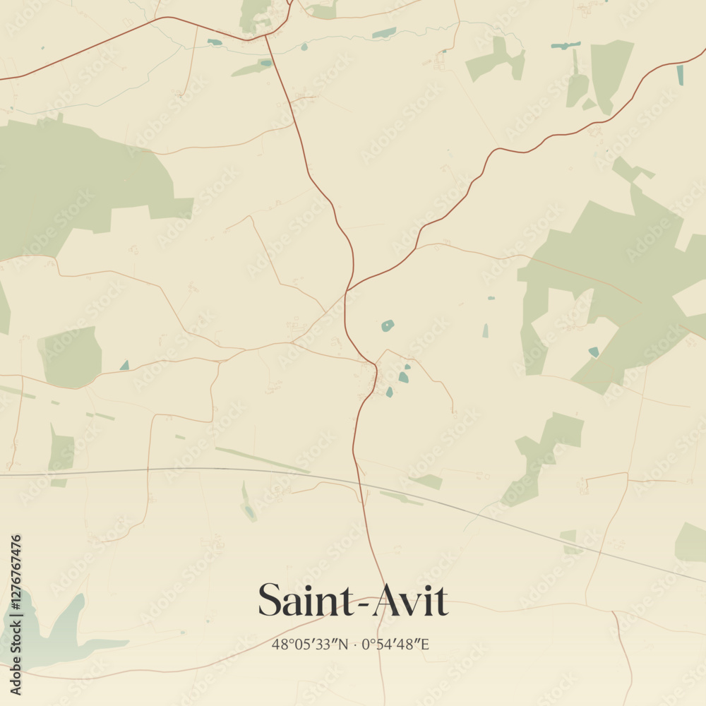 Fototapeta premium Vintage map of Saint-Avit, France.