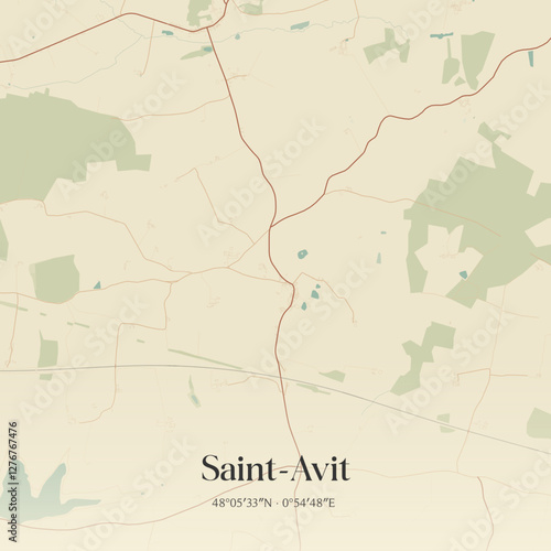 Vintage map of Saint-Avit, France.