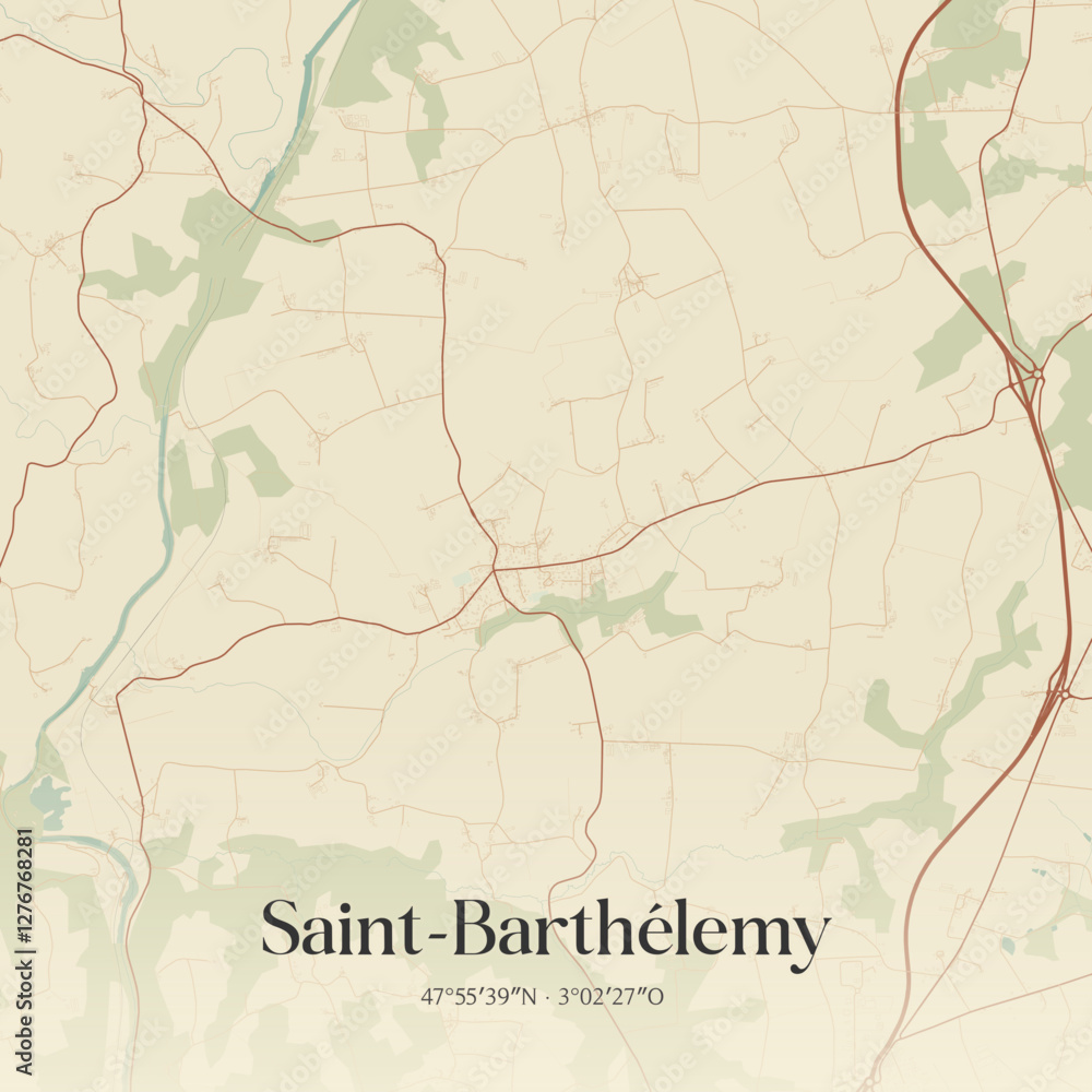 Fototapeta premium Vintage map of Saint-Barthélemy, France.