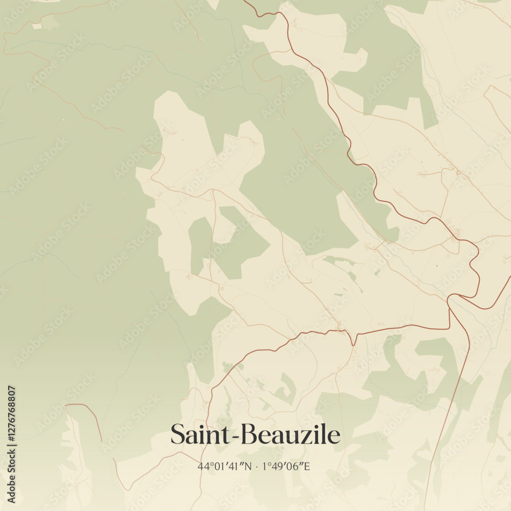 Obraz premium Vintage map of Saint-Beauzile, France.