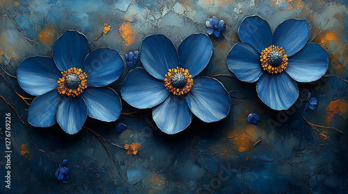Creative blue floral art