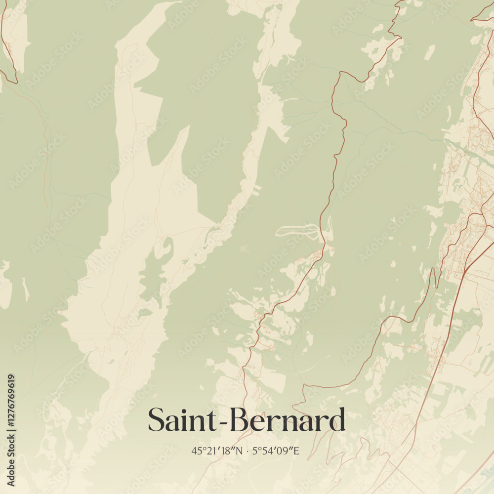 Fototapeta premium Vintage map of Saint-Bernard, France.