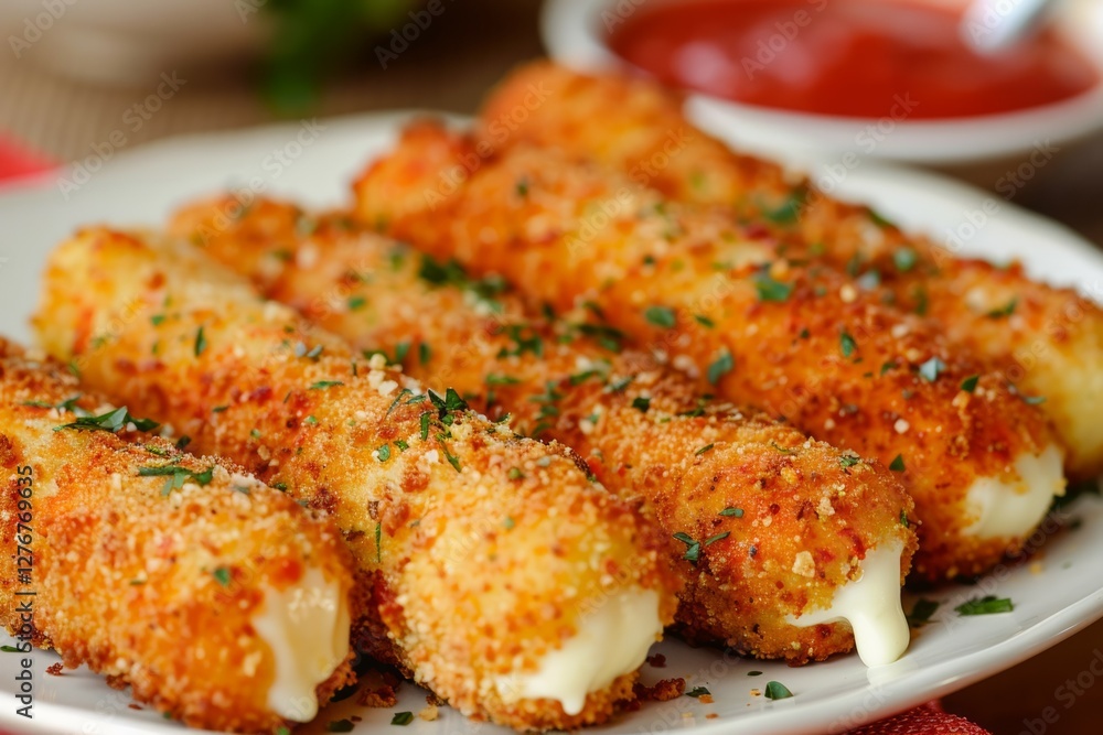 Crispy mozzarella sticks with dipping sauces. Neural network AI generated Crispy mozzarella sticks with dipping sauces. Neural network AI generated