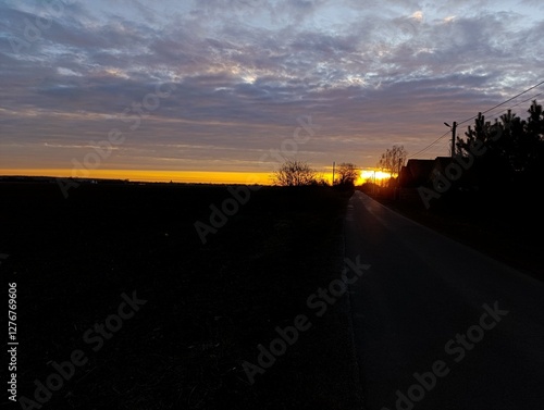 sunset on the road