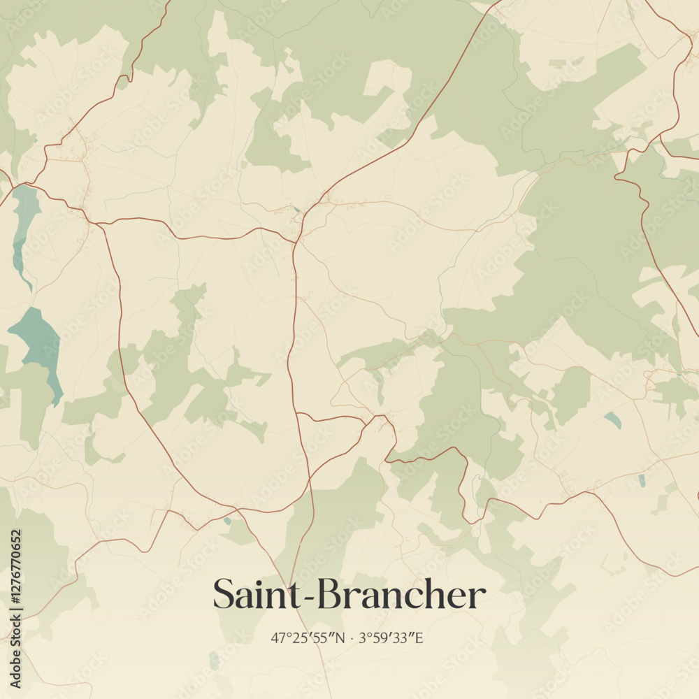 Obraz premium Vintage map of Saint-Brancher, France.