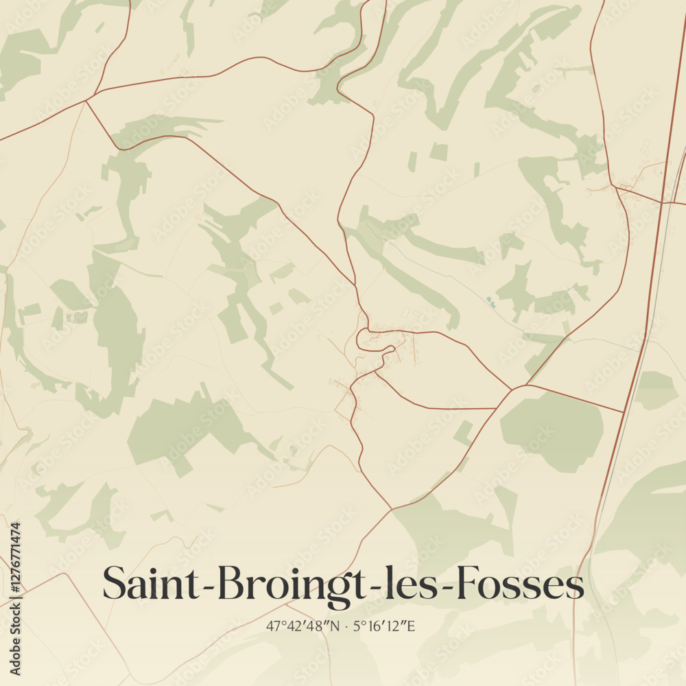 Obraz premium Vintage map of Saint-Broingt-les-Fosses, France.