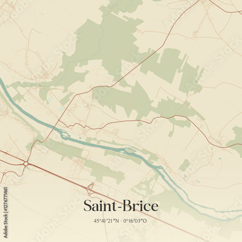 Vintage map of Saint-Brice, France.