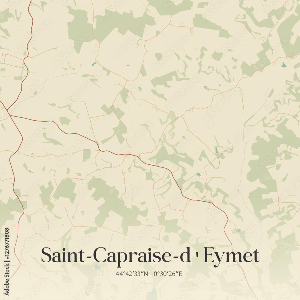 Obraz premium Vintage map of Saint-Capraise-d'Eymet, France.