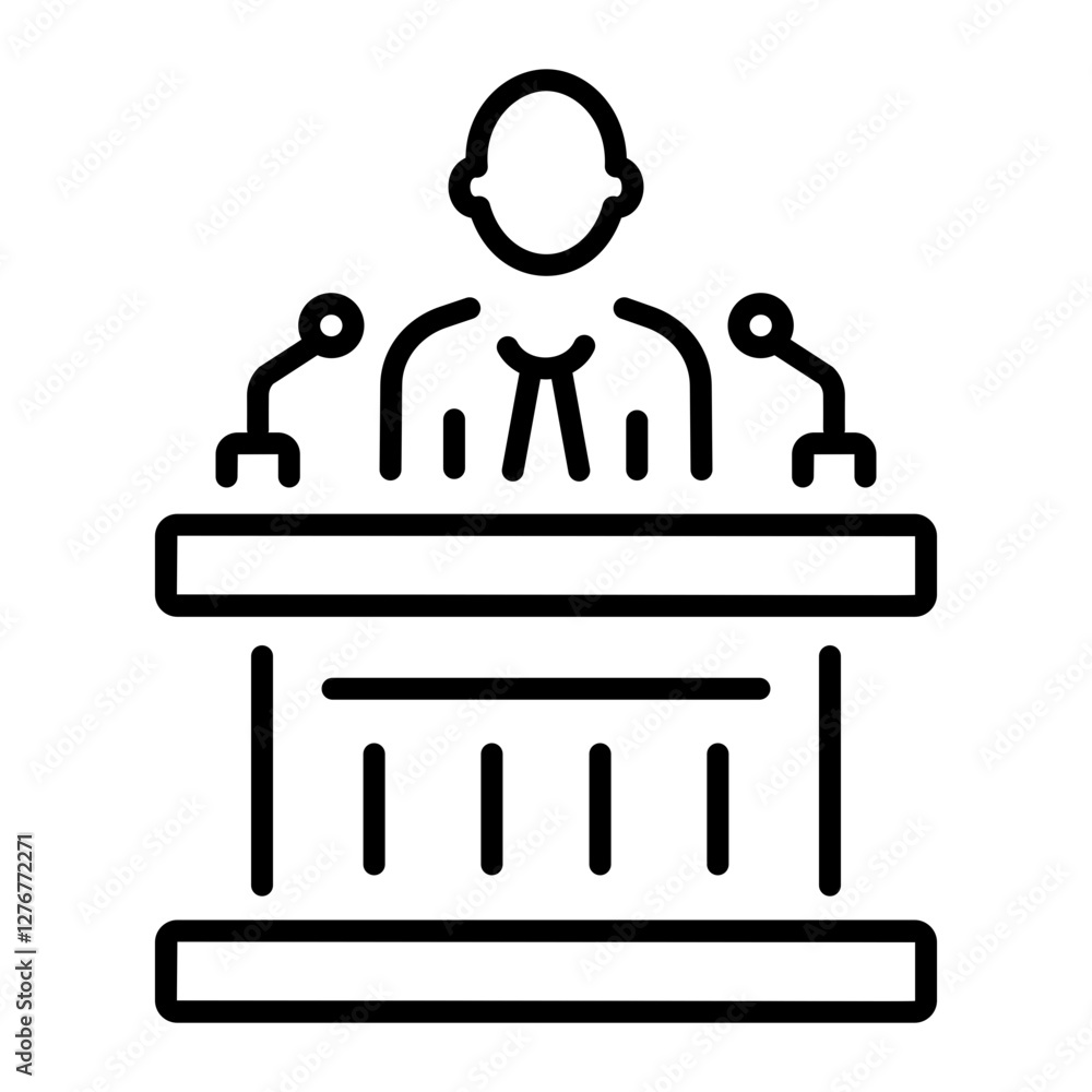 Fototapeta premium A line style icon of courtroom podium 