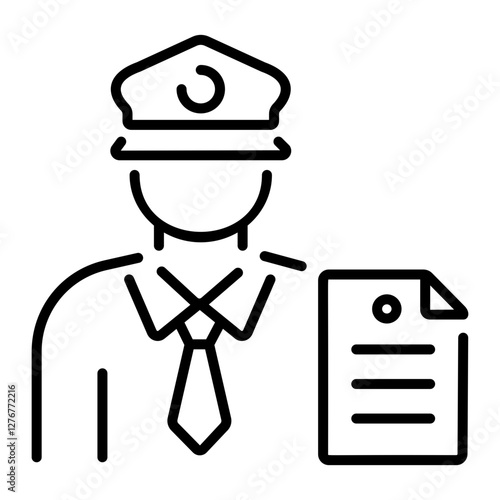 Bailiff character icon in linear style 
