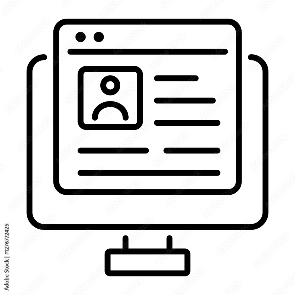 Online profile icon in linear style Online profile icon in linear style