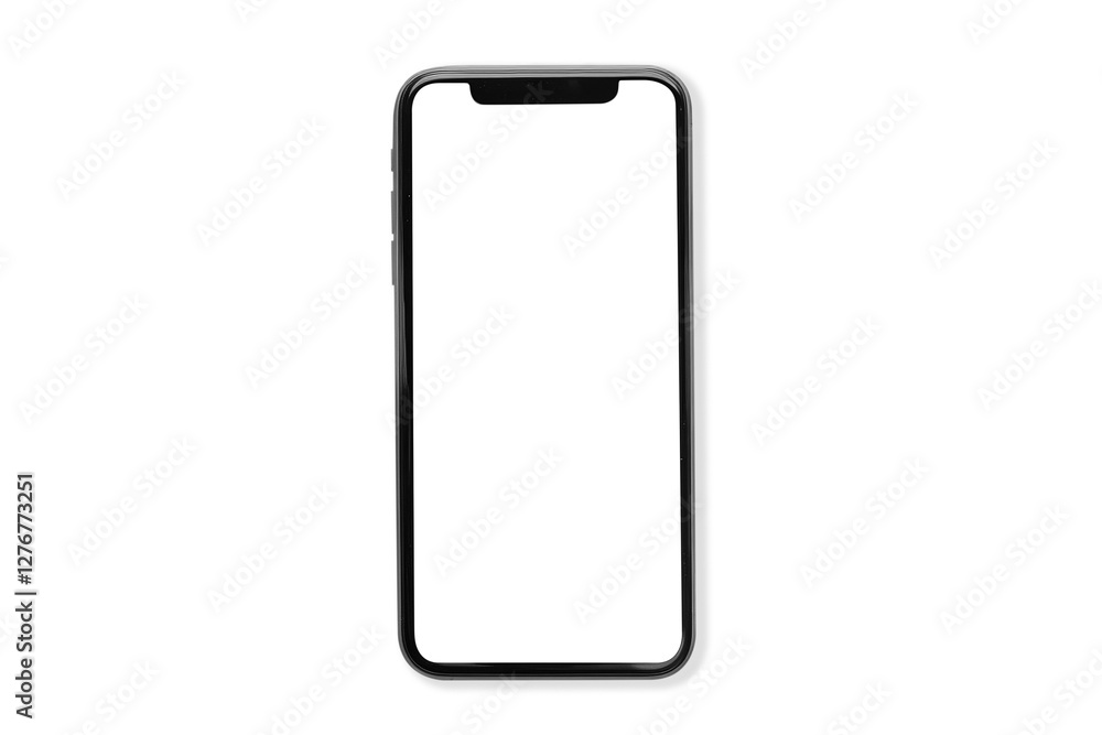 Smartphone with white blank screen mockup isolated on white background. Smartphone business infographic mockups Smartphone with white blank screen mockup isolated on white background. Smartphone business infographic mockups