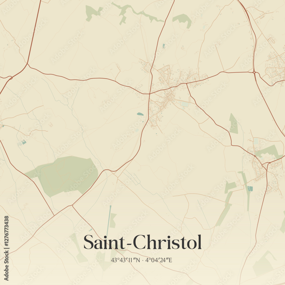 Obraz premium Vintage map of Saint-Christol, France.